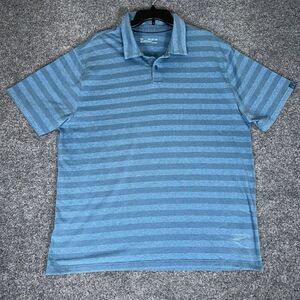 Under Armour Polo Shirt Mens 2XL Blue Striped Loose Heatgear Golf Short Sleeve‎